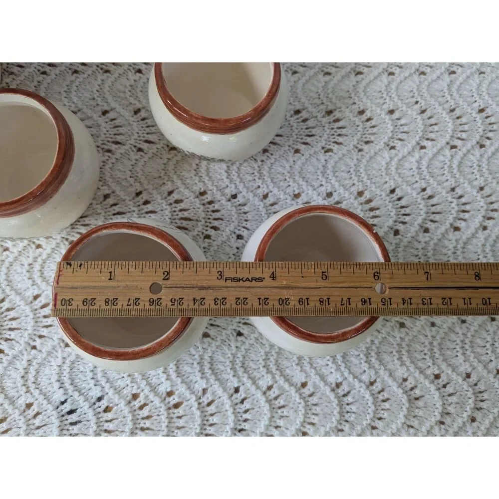 Vintage Ceramic Pitcher and 4 Small Cups - Hand Painted Floral Design